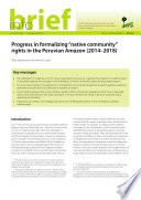 Progress in formalizing native community rights in the Peruvian Amazon (2014-2018)